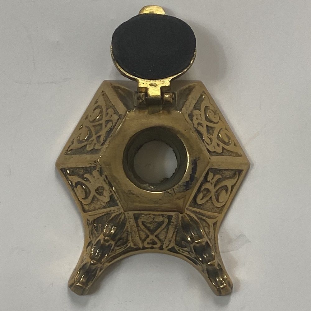 Antique Vintage Inkwell Solid Brass